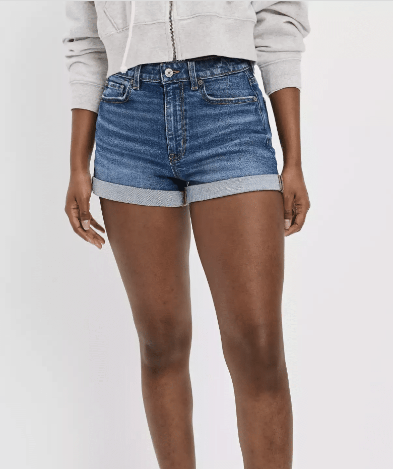 AE stretch denim mom shorts