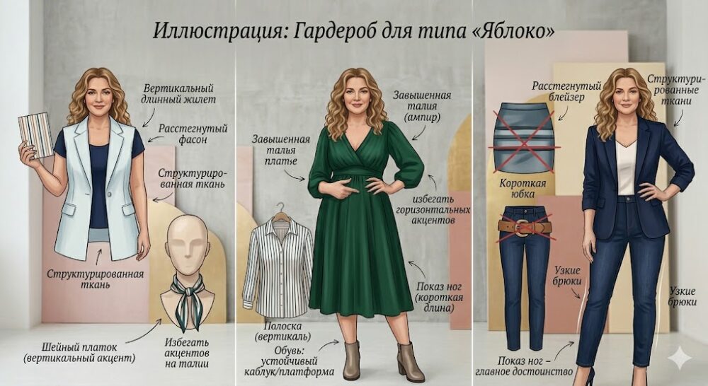 Гардероб для типа фигуры «Яблоко»